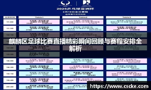 麒麟区足球比赛直播精彩瞬间回顾与赛程安排全解析